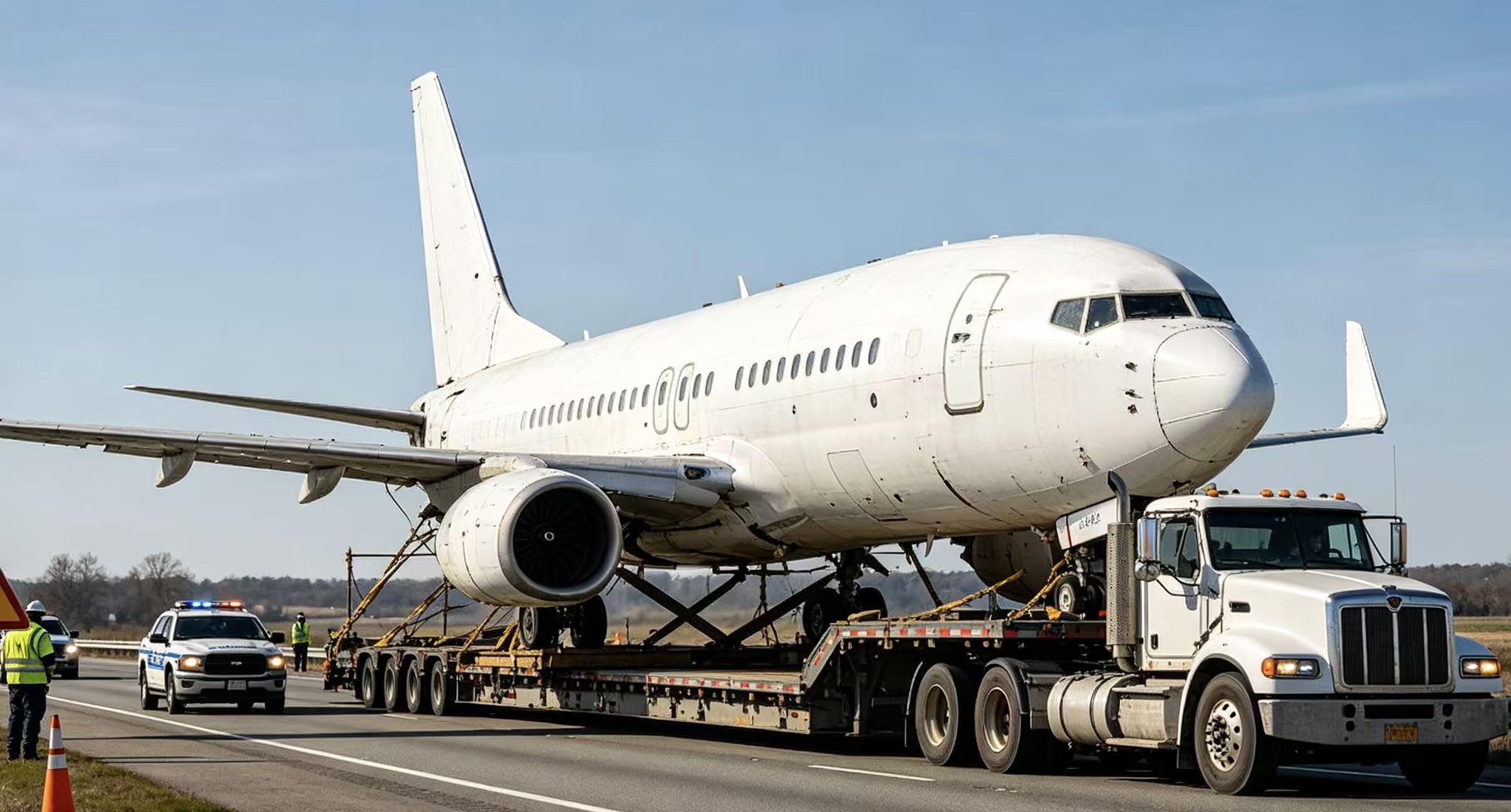 退役波音737-800整机完成跨城大件运输--美国退役飞机公司